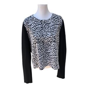 Kate Spade New York Women's 241069 Leopard Jacquard Panel Sweatshirt Top Size XL
